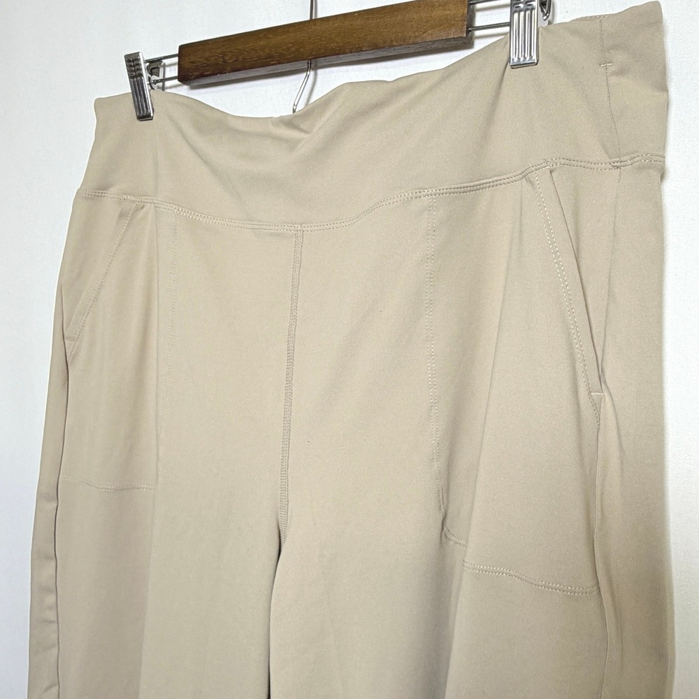 Baleaf Womens 3XL Tan Beige Wide Leg Cropped Yoga Pants High Rise Pockets